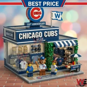 Scalable model of a modern baseball team merchandise store made from small bricks!