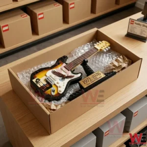 Packaged building block guitar in a shipping box!