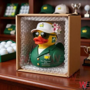 Packaged duck figure inside a box with protective wrap!