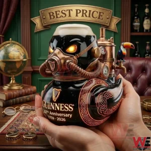 A person holding a steampunk guinness duck toy!