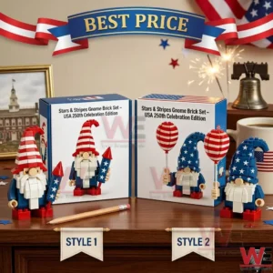Patriotic building block gnomes with star and stripe patterns!