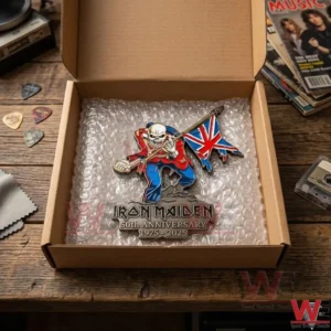Anniversary metal emblem inside a shipping box with protective material!