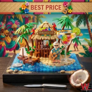 Margaritaville tropical beach bar building set with guitarist figure!
