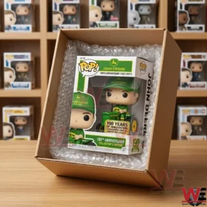 John Deere 190th Anniversary Pop Figure 1837-2027 5 A packaged John Deere collectible inside a shipping box with protective bubble wrap!