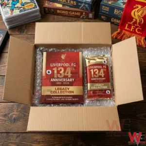 Liverpool FC anniversary card box and pack safely nestled in bubble wrap!
