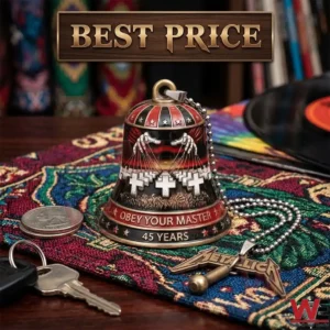 A commemorative Metallica metal bell with artwork inspired by the Master of Puppets album!