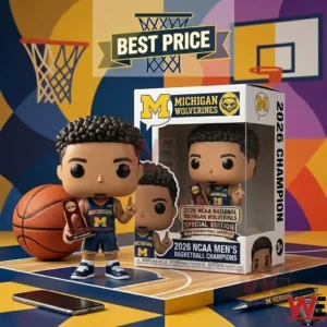 Michigan basketball player figure holding a trophy!