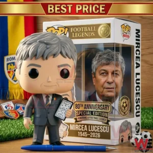 Collectible figure of a football coach next to his special edition box!