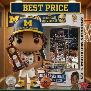 Michigan basketball player figurine holding a championship trophy!