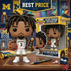 Collectible basketball figure with a ball and a trophy!