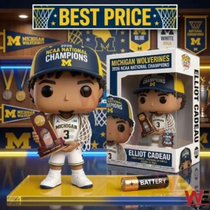 Michigan player figurine with a championship hat and net!