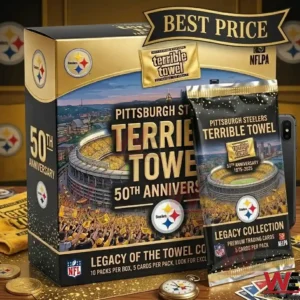 Pittsburgh Steelers 50th anniversary card box and pack with team memorabilia!
