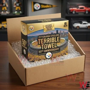 Steelers anniversary collectors box safely packed in bubble wrap inside a shipping box!
