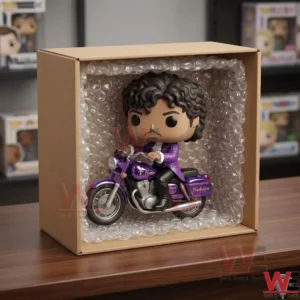 Protective packaging of a collectible musician figure in a cardboard box!