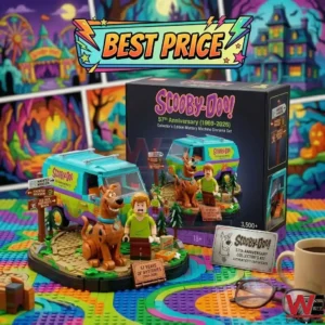 A Scooby Doo fifty seventh anniversary building block diorama with the Mystery Machine and main characters!