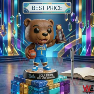 UCLA Bruins 2026 NCAA Women's Basketball Champions Pop Figure 4 Ucla mascot figure on a colorful crystal display stand!