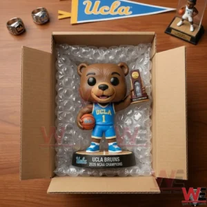 UCLA Bruins 2026 NCAA Women's Basketball Champions Pop Figure 5 Mascot figure inside a shipping box with protective bubble wrap!