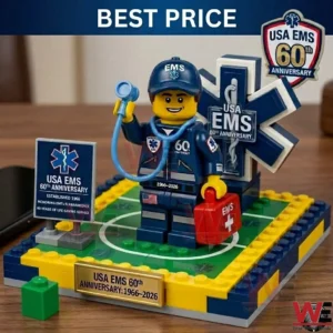 A detailed emergency medical services building toy set with a worker and medical symbols!