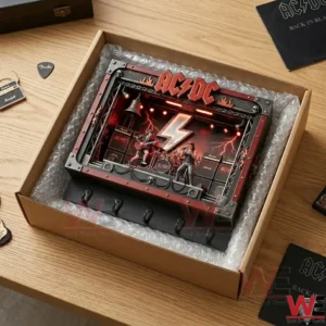 ACDC Concert Stage Key Rack 3 AC/DC miniature stage diorama key holder inside a shipping box