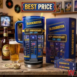 Blockbuster 40th anniversary themed drink tumbler with display box