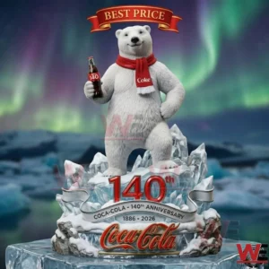 Coca-Cola 140th Anniversary Bear Mascot Acrylic Plaque 4 Coca-Cola 140th anniversary commemorative polar bear collectible figurine