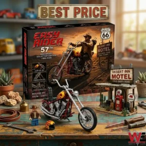 Easy Rider 57th Anniversary collector's edition motorcycle building block set with motel diorama