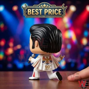 Back view of a singer figure showing a white cape with a gold eagle and 90th anniversary text.
