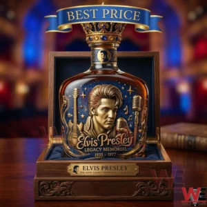 Elvis Presley memorial bottle inside a wooden presentation box!
