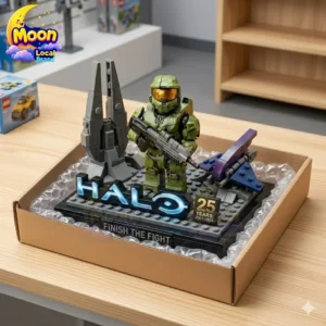 Master Chief Master Chief block-built display set for Halo 25th anniversary.