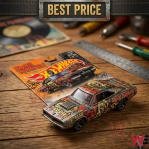 Hot Wheels Iron Maiden collectible diecast muscle car on packaging
