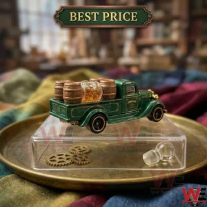 Jameson whiskey branded die-cast pickup truck with miniature barrels on a tray