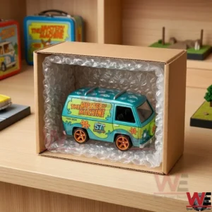 Collectable 57th anniversary Mystery Machine die-cast van inside bubble wrap packaging