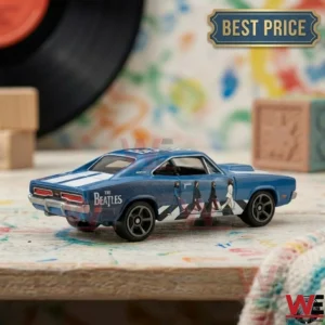 Blue die-cast muscle car featuring The Beatles Abbey Road artwork