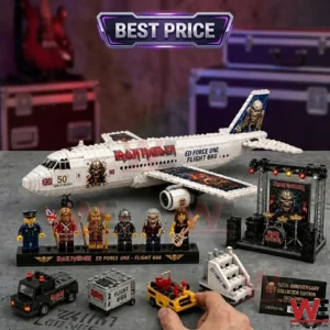 Iron Maiden Ed Force One construction block set with band minifigures and stage