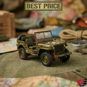 Miniature olive drab military reconnaissance vehicle on a tactical map background