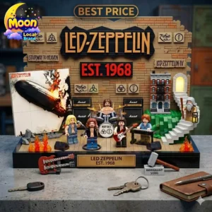 Led Zeppelin themed brick building set featuring minifigures of the band members
