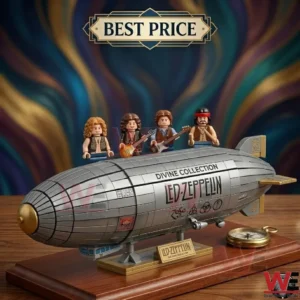 Led Zeppelin themed building block airship display with four band member figures