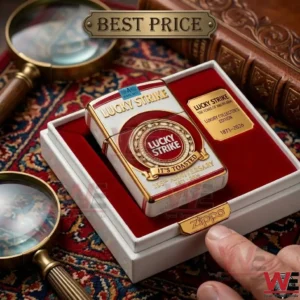 Lucky Strike 155th Anniversary Zippo lighter in a display case