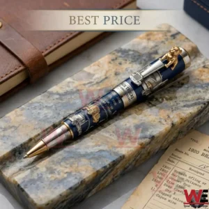 Mack Trucks commemorative collectible pen with gold bulldog emblem and detailed truck engravings