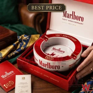 Marlboro 100th anniversary collector edition ceramic ashtray in red and white gift box.