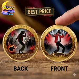 Michael Jackson commemorative gold collector coin featuring Beat It imagery