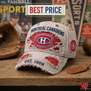 Distressed Montreal Canadiens NHL hockey baseball cap with 1909 establishment year