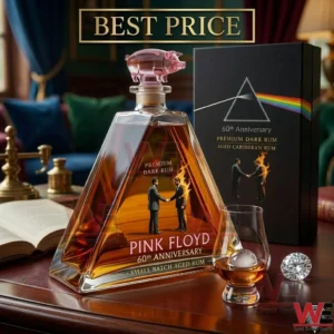 Pink Floyd 60th Anniversary edition pyramid shaped dark rum bottle with pig topper