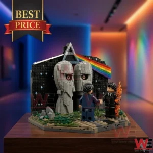 Custom Pink Floyd Wish You Were Here building block display with minifigures