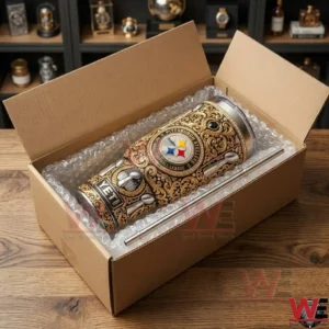 Custom Pittsburgh Steelers YETI tumbler in shipping box