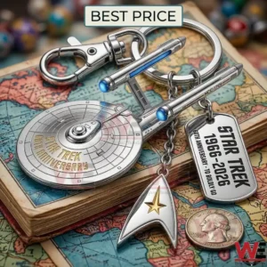Vintage map book background for a modern Star Trek keychain!