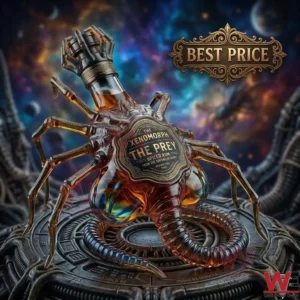 Xenomorph-themed spiced rum bottle with alien design