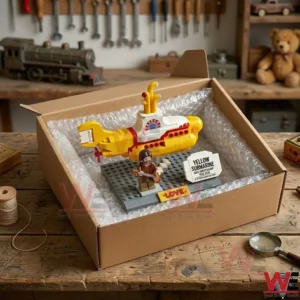 Toy submarine and figure inside a shipping box!