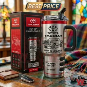 Toyota Tacoma branded stainless steel insulated tumbler with lid and handle