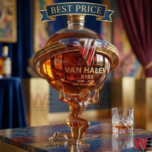Van Halen 5150 40th anniversary glass bottle with Atlas figure